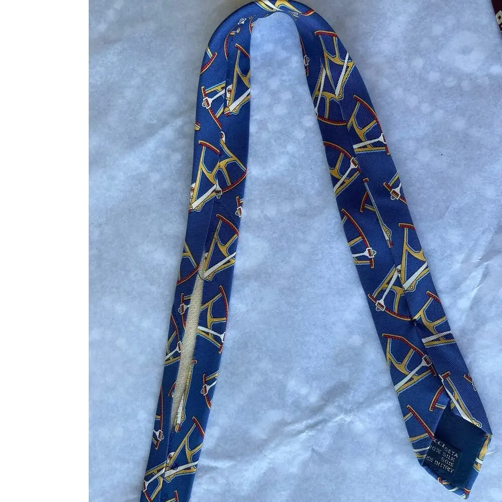 Gucci 100% Silk Made in Italy Men's Tie Sextant Print in Blue 58 x 3 3/4